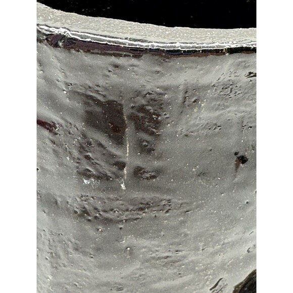 Vintage Handmade Pottery Vase 3D Koi Fish Design Signed Black Glaze Studio Art - Picture 7 of 7